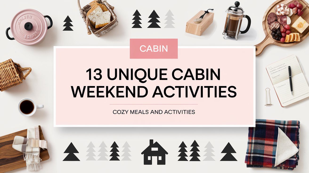 Cozy cabin weekend scene with a table set for a fireside dinner