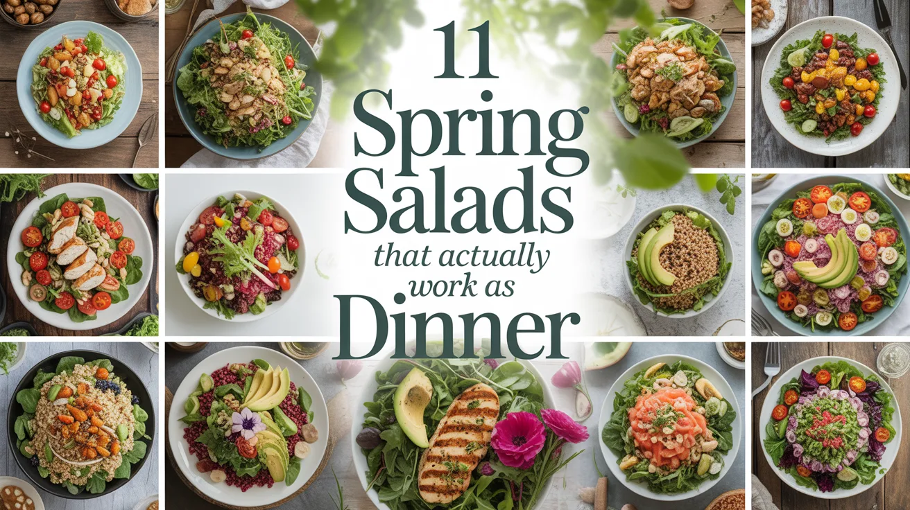 Vibrant spring salads feature a medley of veggies, grains, greens, and proteins—healthy meals that look as good as they taste.